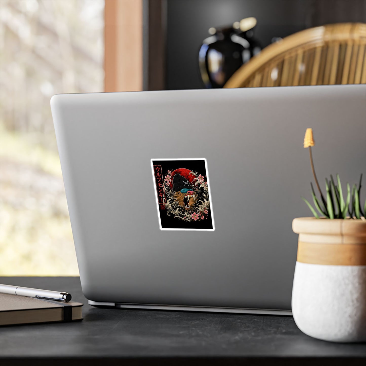 Wolf Monkey Vinyl Decal — Japanese Oni-Inspired Roaring Monkey Sticker