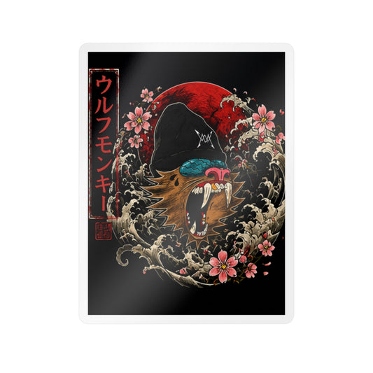 Wolf Monkey Vinyl Decal — Japanese Oni-Inspired Roaring Monkey Sticker
